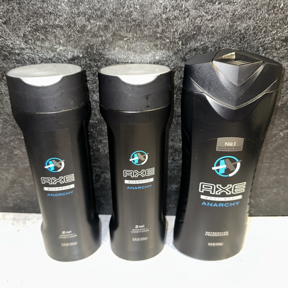 3 Lot Axe Anarchy for Him 2 In 1 Shampoo Conditioner And  Shower Gel